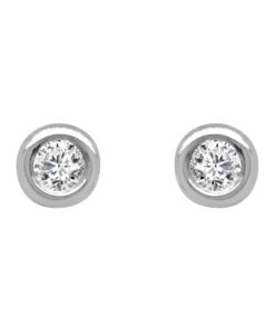 Bezel Set 0.20 Carat Diamond Solitaire Stud Earrings