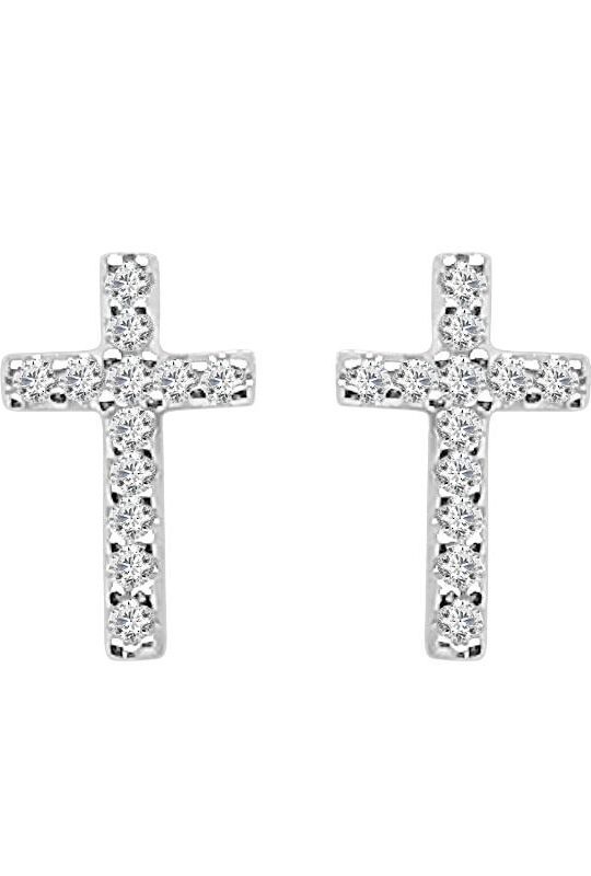 Cross Stud 0.10 Carat Diamond Earrings