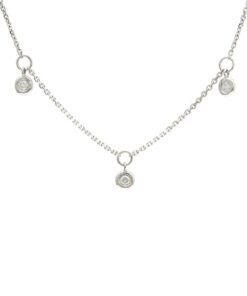 3 Stone Cable Station 0.10 Carat Diamond 18 Inch Necklace