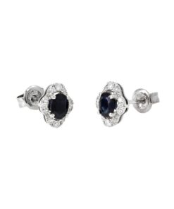 Fancy Stud 0.89 Carat Oval Blue Sapphire Earrings