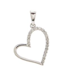 Open Dangling Heart 0.11 Carat Diamond Necklace