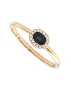 Bezel Halo Ladies Stackable 0.26 Carat Blue Sapphire Ring