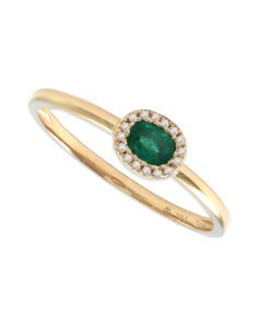 Bezel Halo Ladies Stackable 0.16 Carat Emerald Ring