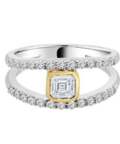 Bezel Set Center Ladies 0.50 Carat Princess Yellow Diamond Ring