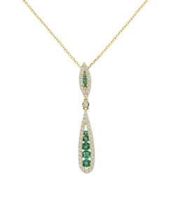 Fancy Teardrop 0.26 Carat Emerald 18 Inch Necklace