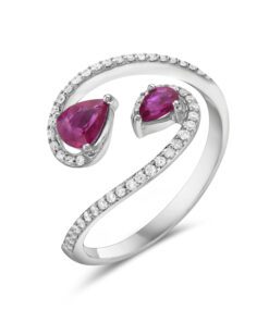 2 Stone Pear Bypass 0.60 Carat Ruby Ring