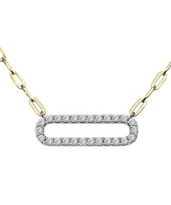 Open Bar Paper Clip 0.66 Carat Diamond 18 Inch Necklace