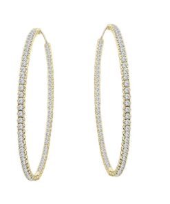 Large Round Hoop 3.84 Carat Diamond Earrings