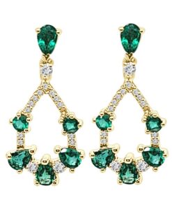 Teardrop Shaped Drop 1.58 Carat Emerald Earrings