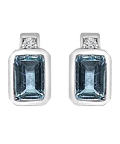 Bezel Set 1.20 Carat Emerald Aquamarine Earrings