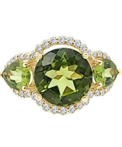 Rnd Ctr With Pear Sides 4.40 Carat Round Peridot Ring