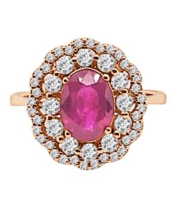 Dbl Halo Ladies 1.50 Carat Oval Ruby Ring