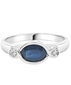 Ladies Stackable 1.00 Carat Oval Blue Sapphire Ring