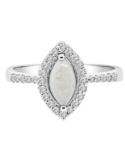 Halo Ladies 0.40 Carat Marquise Opal Ring