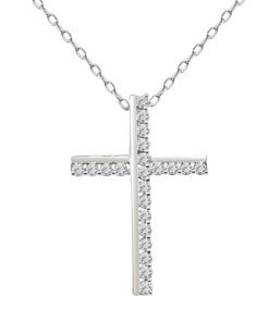 Modern Bar Cross 0.25 Carat Diamond 16-18 Inch Necklace