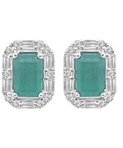 Alt Rd & Baguette Emerald Halo 1.10 Carat Emerald Earrings