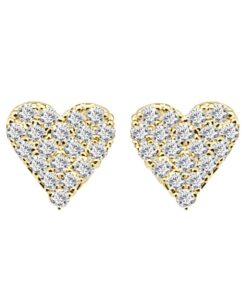 Pave Heart 0.38 Carat Diamond Earrings