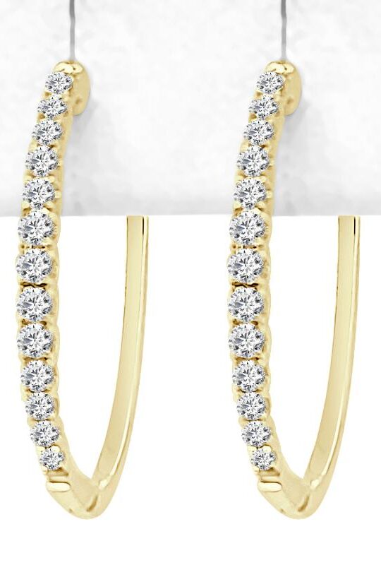 Graduated Oval Hoop 0.50 Carat Diamond Earrings