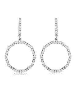 Open Circle Drop 0.90 Carat Diamond Earrings
