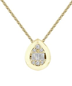 Bezel Mosaic Pear 0.18 Carat Diamond 18 Inch Necklace