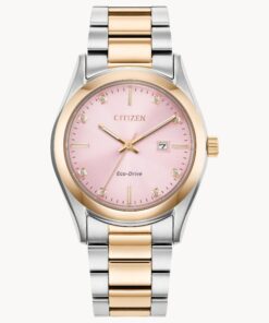 Citizen Sport Luxury Pink Dial Two-Tone Diamond Ladies Watch