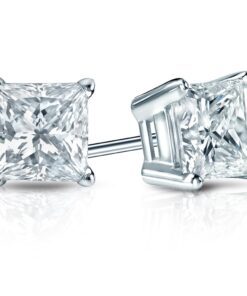 2.00 Carat Princess Lab Diamond Solitaire Stud Earrings