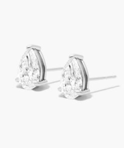 2.00 Carat Pear Lab Diamond Solitaire Stud Earrings