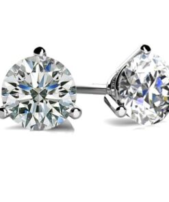 3 Prong 1.01 Carat Diamond Solitaire Stud Earrings