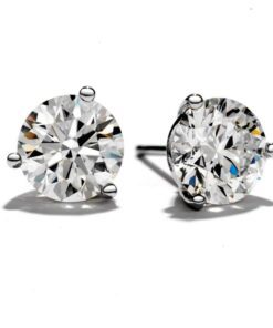 3 Prong Round 0.47 Carat Diamond Solitaire Stud Earrings