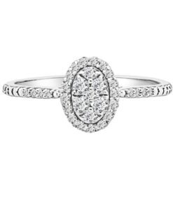 Oval Shaped Cluster Halo 0.25 Carat Round Diamond Engagement Ring