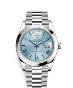 Rolex Day Date President 41mm Platinum Ice Blue Roman Dial Watch 228206