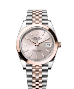 Rolex Datejust 41mm 2 Tone Stainless Steel & 18k Rose Gold Smooth Bezel Sundust Dial Oyster Steel Watch 126301