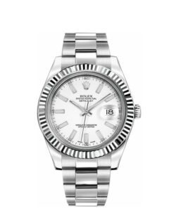 Rolex Datejust 41mm 18k White Gold Fluted Bezel White Dial Oyster 116334