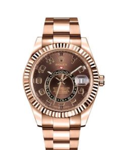 Rolex Sky-Dweller 42mm 18k Rose Gold Chocolate Dial Fluted Rose Gold Bezel Oyster Watch 326935