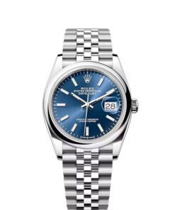 Rolex Datejust 36mm Fluted Motif Blue Dial Jubilee Stainless Steel Watch 126200