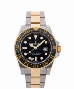 Rolex GMT-Master II 40mm 2 Tone 18k Yellow Gold & Stainless Steel Black Dial Ceramic Bezel Oyster Watch 116713