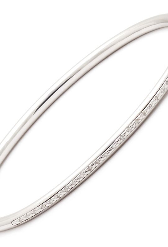 Silver Prong Set Hinge 0.10 Carat Diamond Bangle