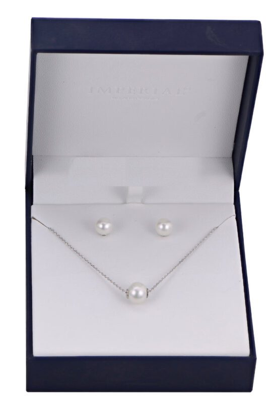 Stud Earring Set With Freshwater Pearl 18 Inch Necklace