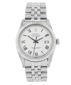 Rolex Date Just White Buckley 16030 36mm Jubilee Band Fluted Bezel