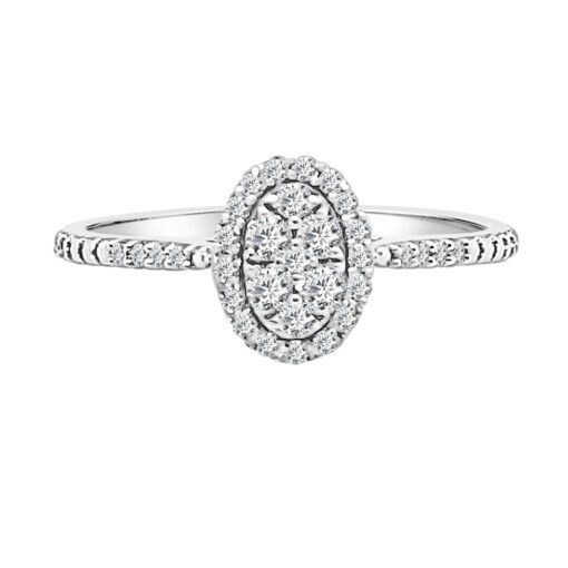 Oval Shaped Cluster Halo 0.25 Carat Round Engagement Ring