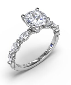 Shared Prong Marquise Side Stones Engagement Mounting