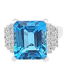 Emerald Cut Center With Side Clusters Ladies 8.00 Carat Ring