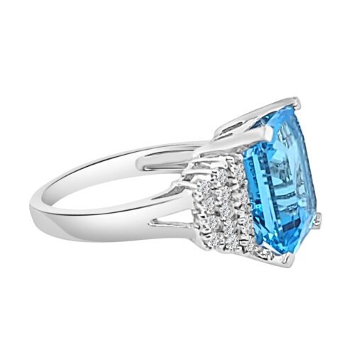 Emerald Cut Center With Side Clusters Ladies 8.00 Carat Ring