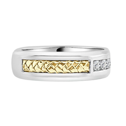 Braided 3 Stone Mens Channel Set 0.25 Carat Ring