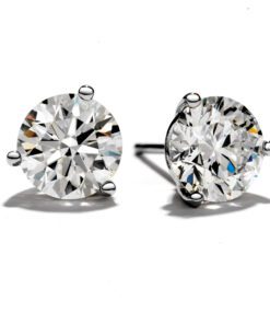 Three Prong 0.72 Carat Round Solitaire Stud Earrings