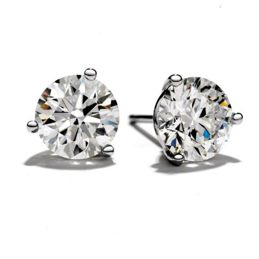 Three Prong 0.72 Carat Round Solitaire Stud Earrings