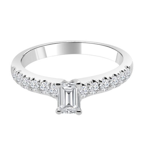 Emerald Cut Center Side Stones 0.66 Carat Engagement Ring