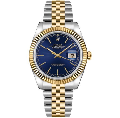 Date Just Jubilee Blue Roman 16014 36mm Fluted Band