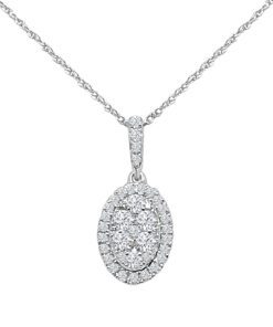 Oval Cluster Halo 0.50 Carat Necklace