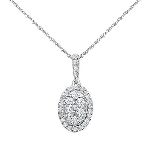 Oval Cluster Halo 0.50 Carat Necklace